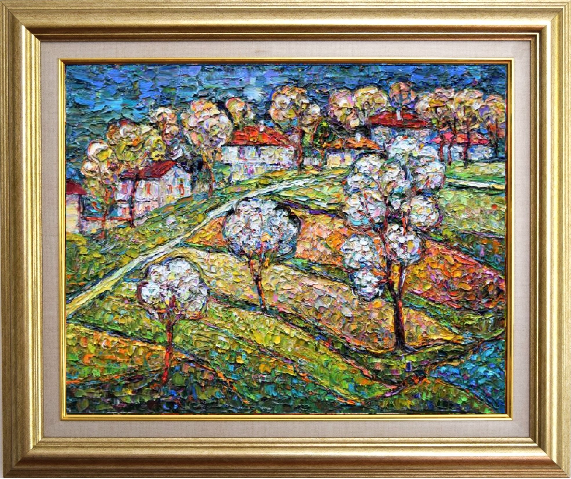 Картина с цъфнали дървета пролетен пейзаж „Пролет пукна“, 50/40 см - Image 3