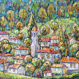 картина родопско село родопски пейзаж маслена картина