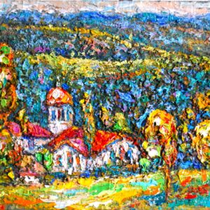 картина църква Троян – български пейзаж